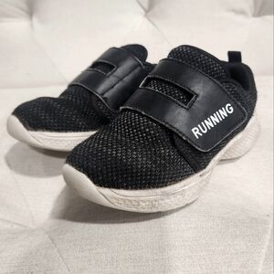 Little kids size 11 black velcro running shoes
